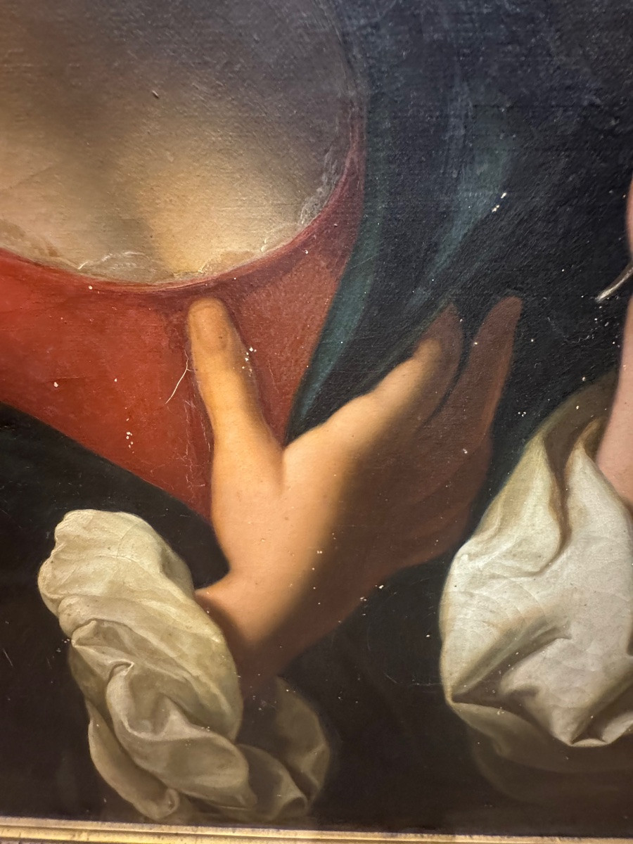 antico interessante dipinto , raffigurante Sant  Apollonia da Carlo Dolci , olio su tela , inte-photo-3