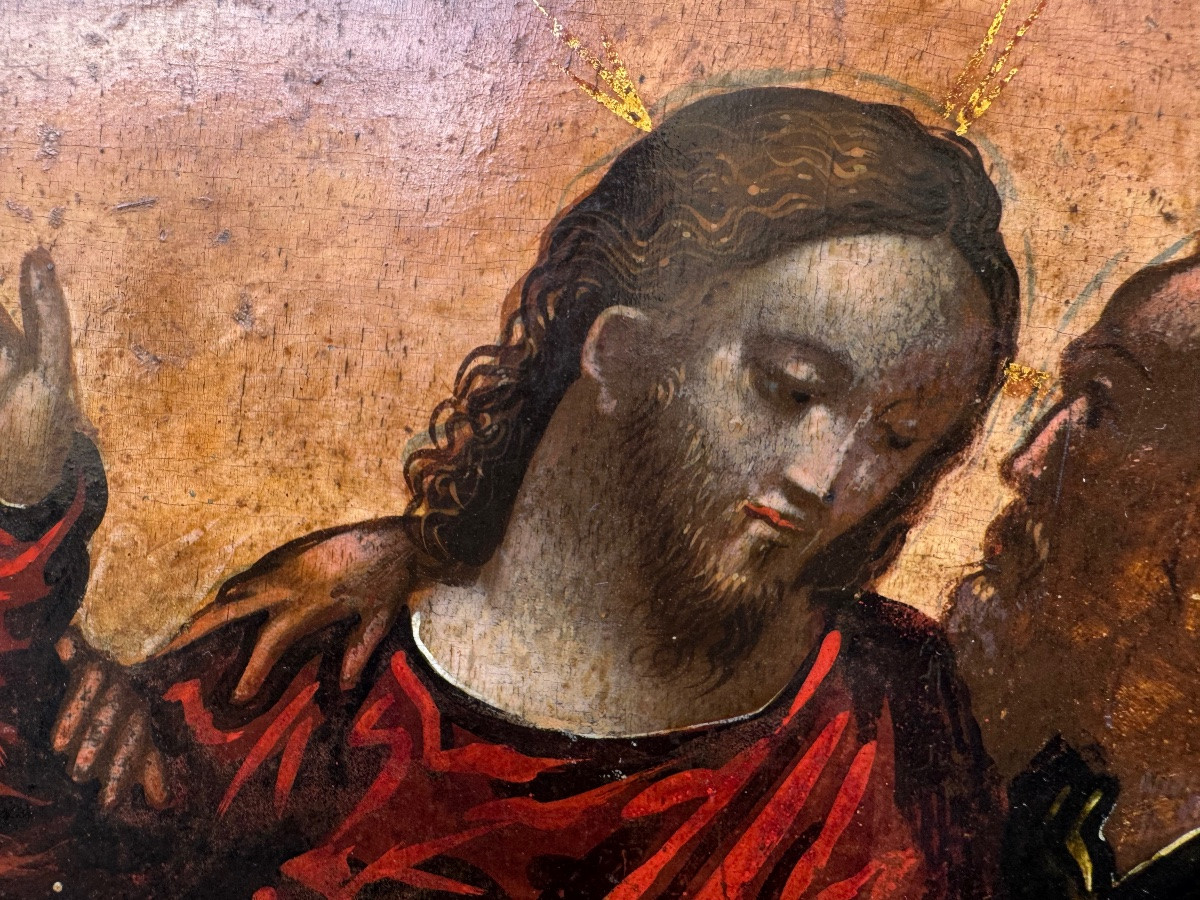 antico dipinto su tavola Veneto Cretese dei primi del 500 sec XVI , raffigurante la cattura di -photo-4