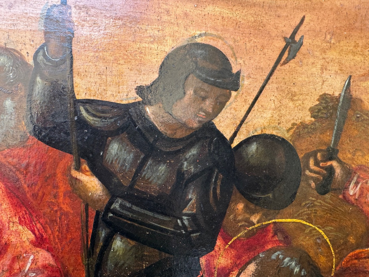 antico dipinto su tavola Veneto Cretese dei primi del 500 sec XVI , raffigurante la cattura di -photo-3