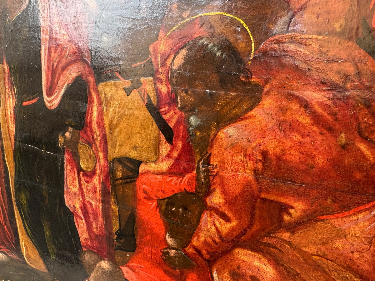 antico dipinto su tavola Veneto Cretese dei primi del 500 sec XVI , raffigurante la cattura di -photo-6