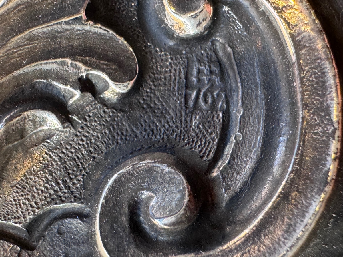 Antico Crocifisso in argento punzonato Torretta Genova 1762 legno e bronzo dorato coevo al merc-photo-1