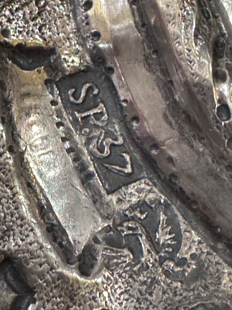 Antica cornicetta in argento finemente sbalzata e bulinata del sec XVIII datata Palermo 1737 co-photo-1