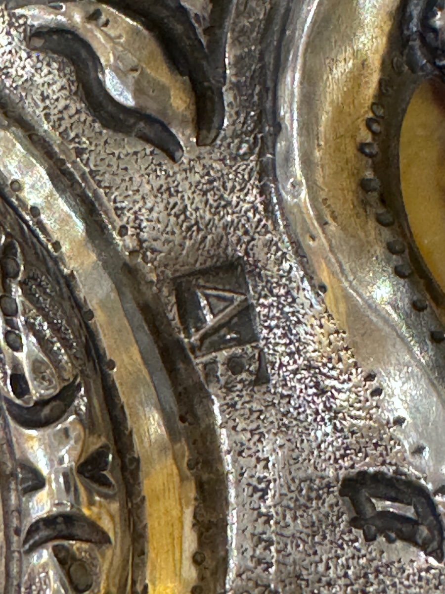 Antica cornicetta in argento finemente sbalzata e bulinata del sec XVIII datata Palermo 1737 co-photo-2
