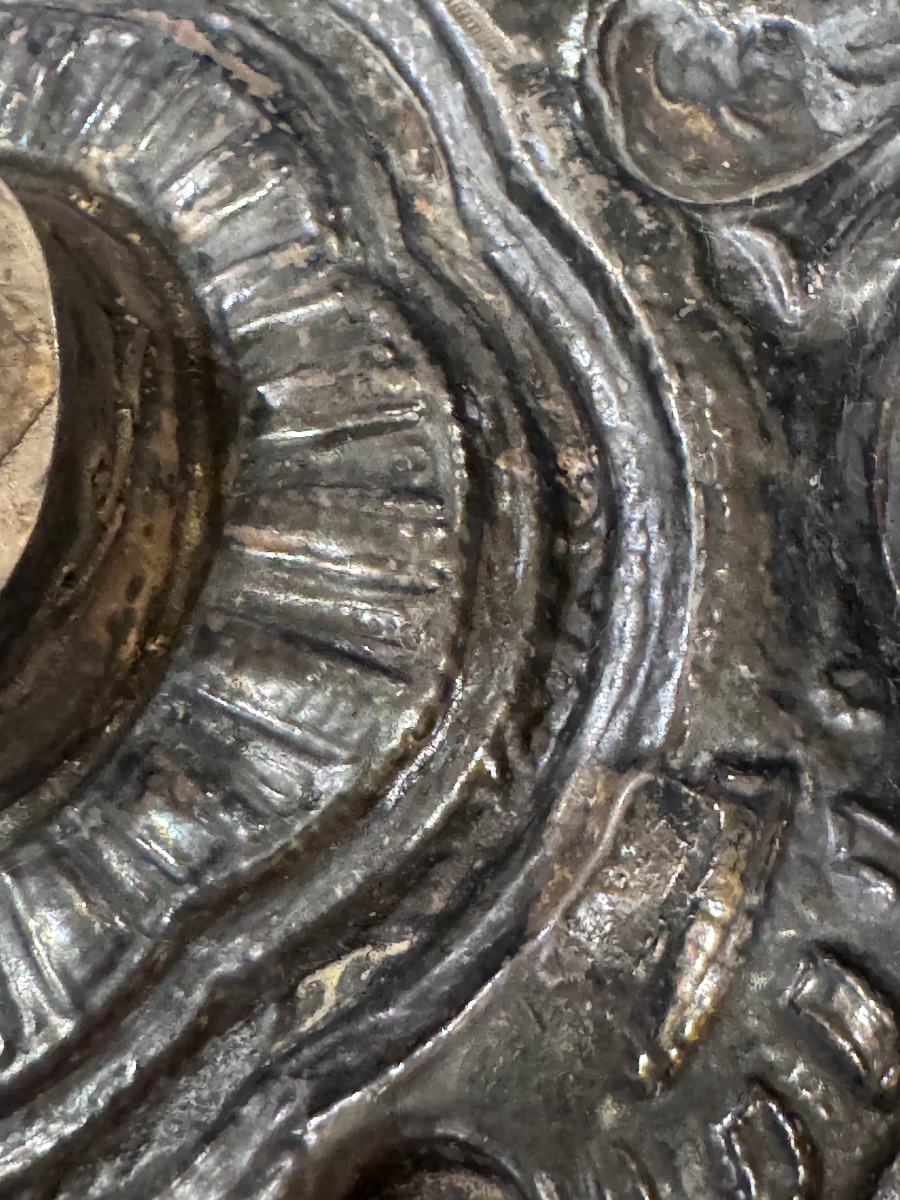 Antica cornicetta in argento finemente sbalzata e bulinata del sec XVIII datata Palermo 1737 co-photo-5
