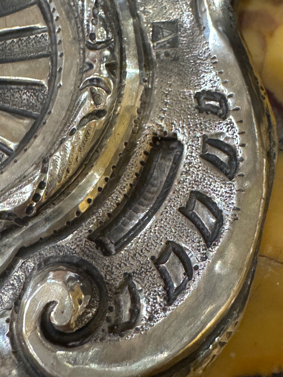 Antica cornicetta in argento finemente sbalzata e bulinata del sec XVIII datata Palermo 1737 co-photo-6