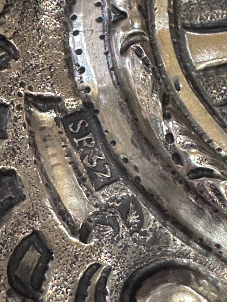 Antica cornicetta in argento finemente sbalzata e bulinata del sec XVIII datata Palermo 1737 co-photo-7