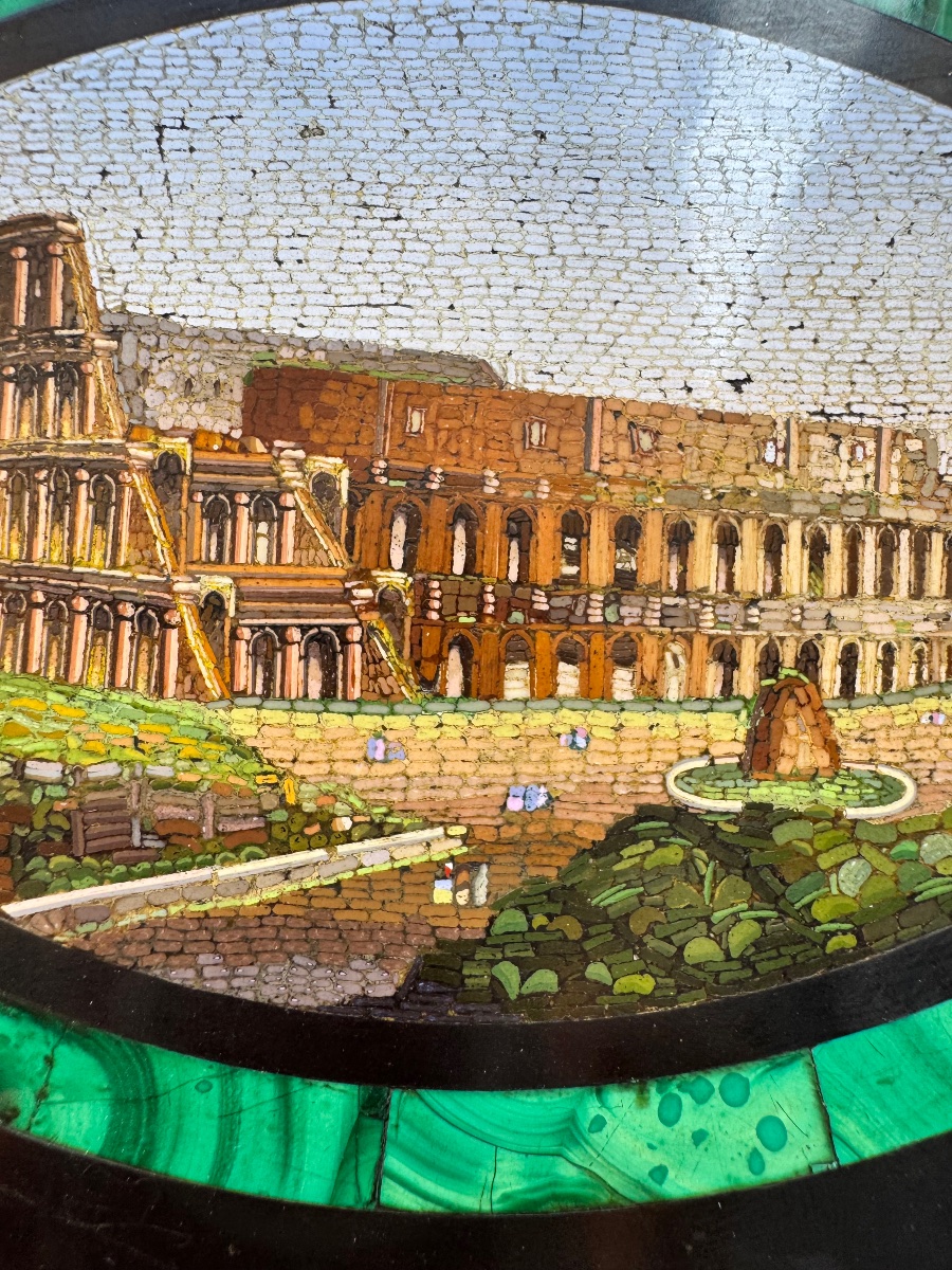 Antico esemplare Micromosaico Romano dall Antica Scuola Vaticana , della Veduta da particolare -photo-4