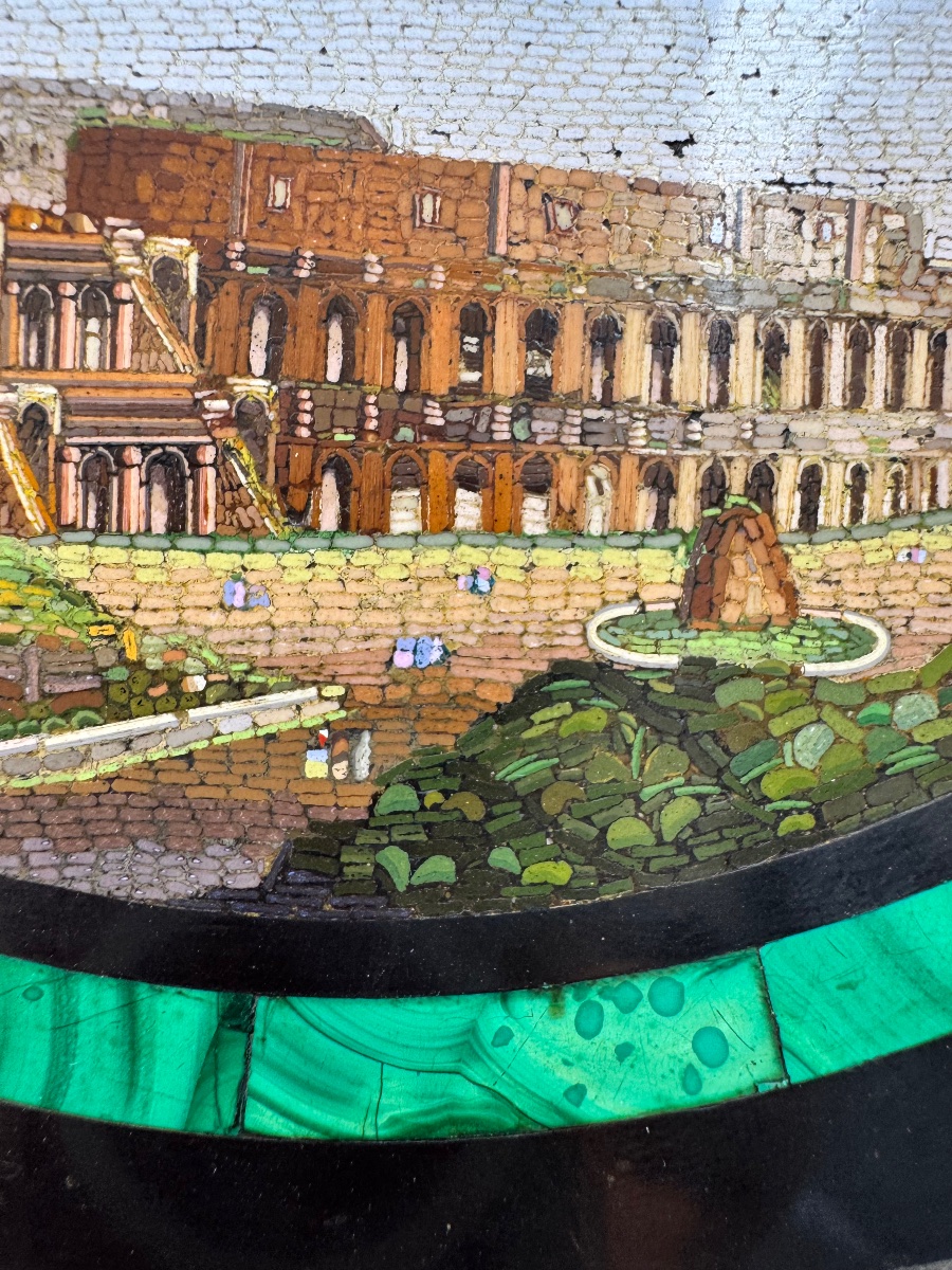 Antico esemplare Micromosaico Romano dall Antica Scuola Vaticana , della Veduta da particolare -photo-2