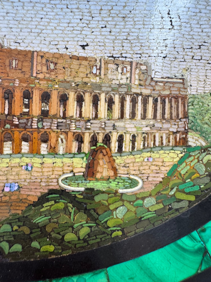 Antico esemplare Micromosaico Romano dall Antica Scuola Vaticana , della Veduta da particolare -photo-3