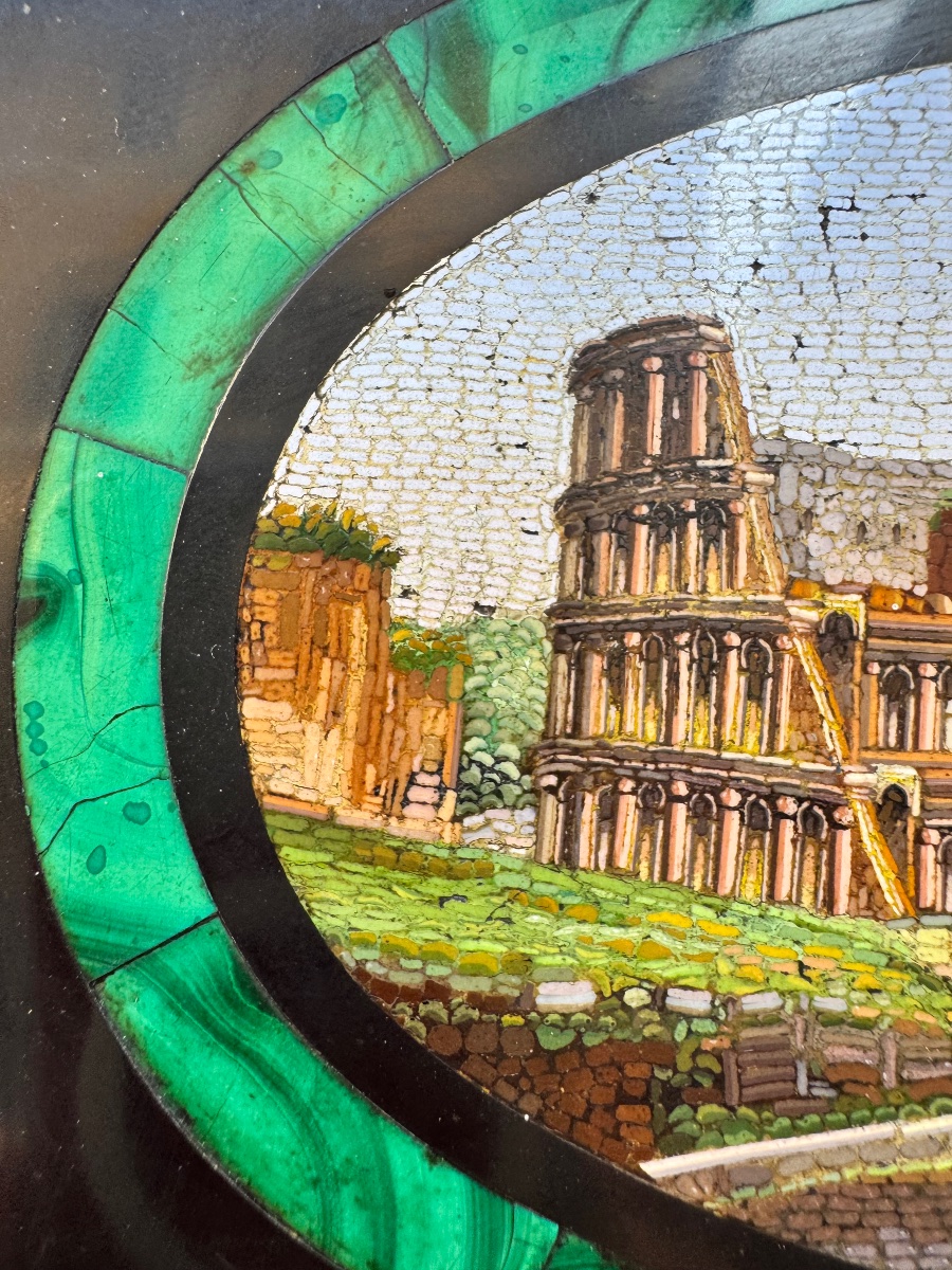 Antico esemplare Micromosaico Romano dall Antica Scuola Vaticana , della Veduta da particolare -photo-8