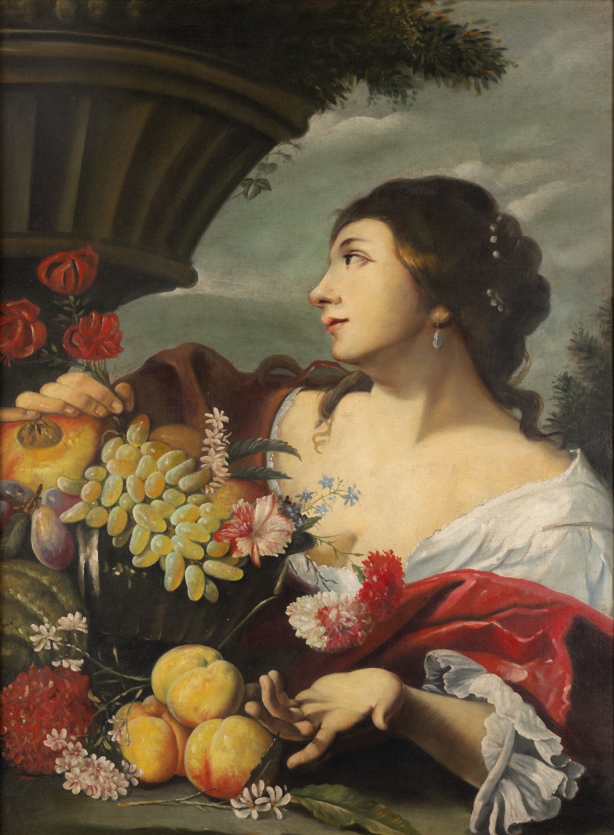 Fanciulla con natura morta - bottega di Abraham Brueghel-photo-2