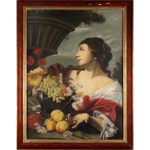 Fanciulla con natura morta - bottega di Abraham Brueghel