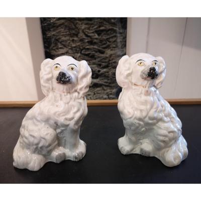 Pair Of Dogs In Faience