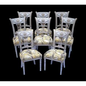 Set Of 8 19th Century Lacquered Directoire Chairs
