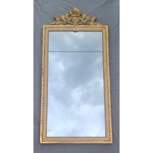 Louis XVI Period Mirror, 18th Century, Gilded Wood