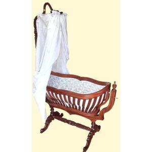 19th Century Solid Mahogany And Swan Neck Cradle