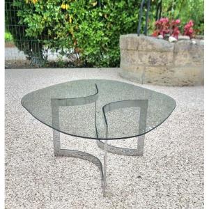 Chrome Metal And Glass Coffee Table