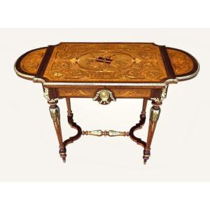 Napoleon III Marquetry Center Table, 19th Century