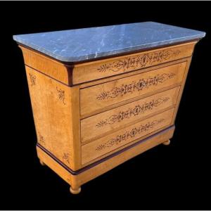 Charles X Period Chest Of Drawers, 1830, In Speckled Maple