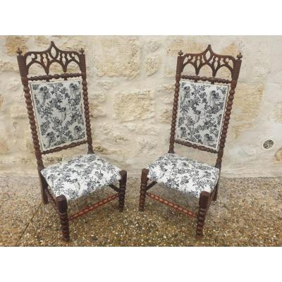 Pair Heaters With "cathedral" Backrest Nineteenth. Mahogany