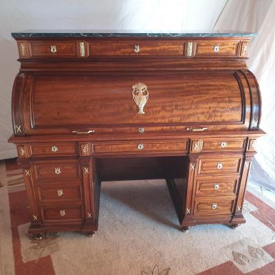 XIXth Cylinder Desk "nap III" Speckled Mahogany