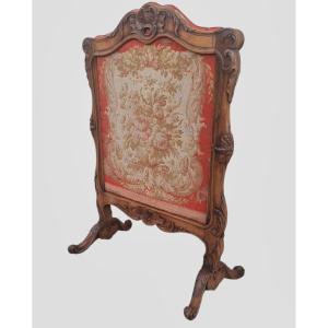 Ecran de  cheminée XIXème noyer LOUIS XV