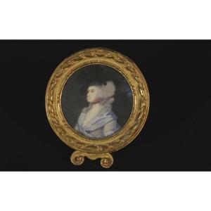Miniature On Ivory, XIXth (diameter 6.5 Cm)