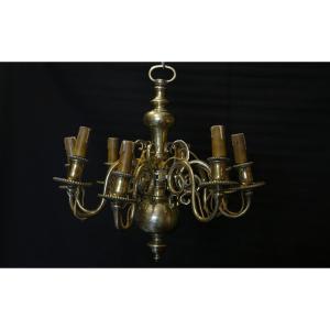 Hebrew Chandelier In Bronze, Eighteenth Century