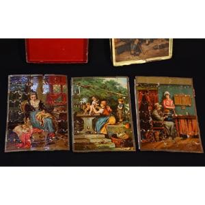 Set Of 3 Puzzles, In Wood And Paper