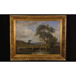 Oil On Panel, XIXth Century, View Of Finistère, Juirè