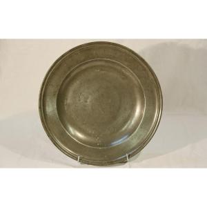 Large Pewter Dish, Bergerac, Year 1691