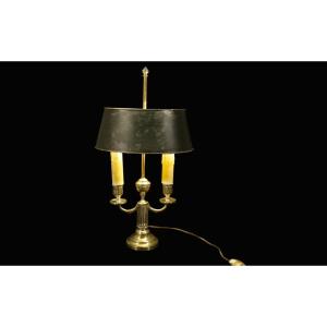 Bouillotte Lamp, 2 Lights, 19th Century, Silver Bronze