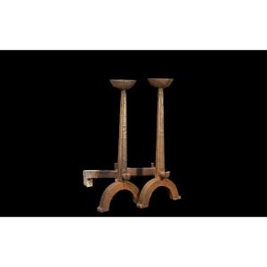 Cast Iron Andirons, 17th-18th Century