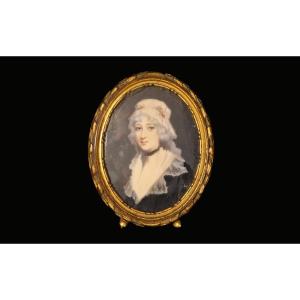 Miniature On Ivory, 18th Century, Singé Le Brun