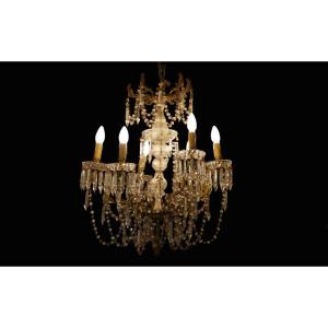 Crystal And Bronze Chandelier, 1900s