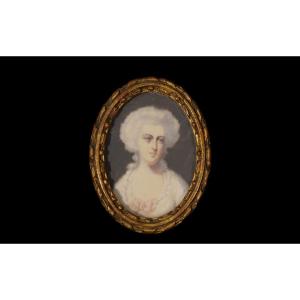 Miniature On Ivory Signed Le Brun (7.5 X 6 Cm)