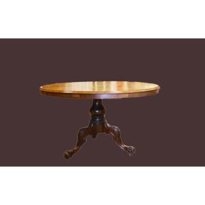 Folding Marquetry Table, Central Base, 19th Century