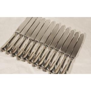 12 Silver Knives, Stainless Steel Blade, Guy Degrenne