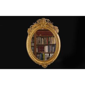 Oval Mirror, Gilded Wood, 19th Century (64 X 90 Cm)