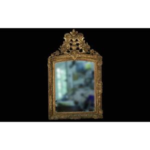 Large Regency Mirror In Gilded Wood, 18th Century (102 X 62 Cm) 