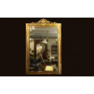 Large 19th Century Gold-plated Castle Mirror (height: 180 Cm)