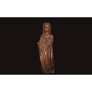 Romanesque Art, Wood Sculpture, Saint Catherine
