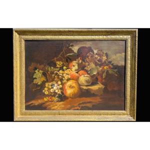 Oil On Canvas, Still Life, Fruits, Italy 18th Century