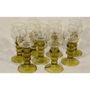 7 Neo-gothic Liqueur Glasses, Crystal 
