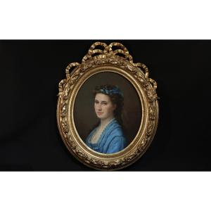 Pastel, Portrait Of Mrs. De Beck By Marcellin De Groiseilliez