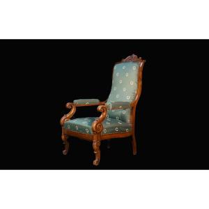 Voltaire Armchair, Restoration Period, Walnut 