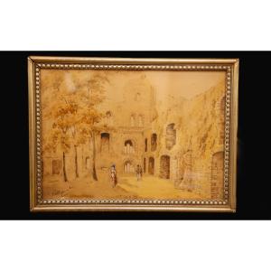 Wash Drawing, 18th Century, Landscape Of Ruins