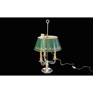 Bouillotte Lamp, Silvered Bronze, 19th Century 