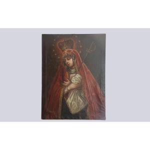 Virgin, Oil On Canvas 17th Century