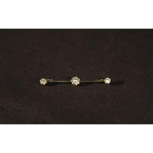 Tie Clip, 3 Sapphires, White Gold + Yellow Gold